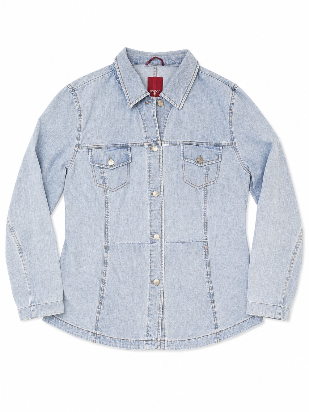 Light Wash Denim Button-Up Lightweight Jacket